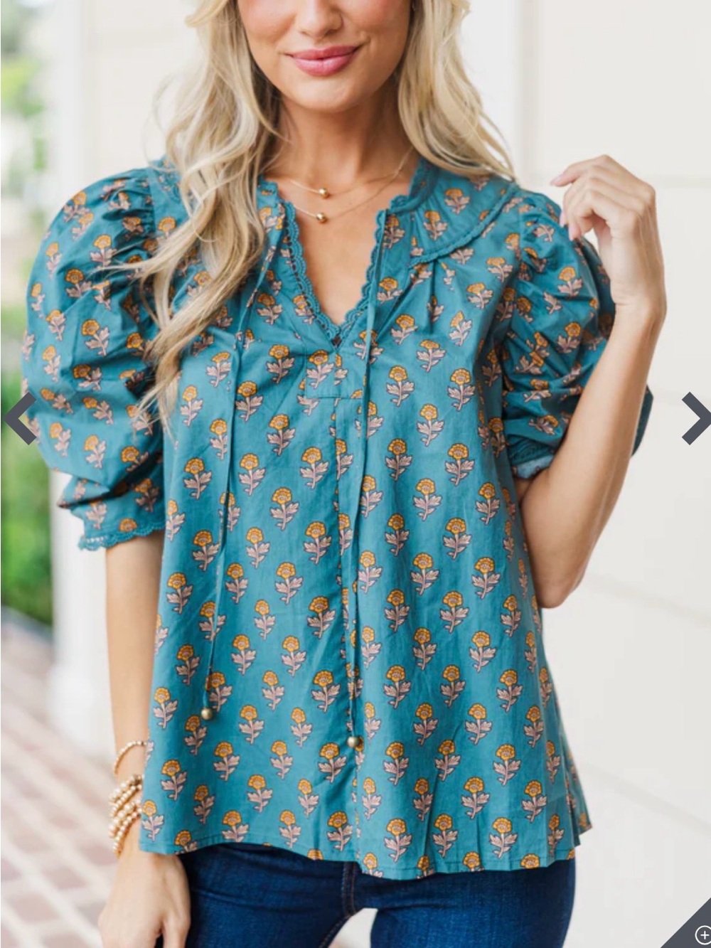 Entro Floral Bohemian Blouse Small 100% Cotton Cottagecore